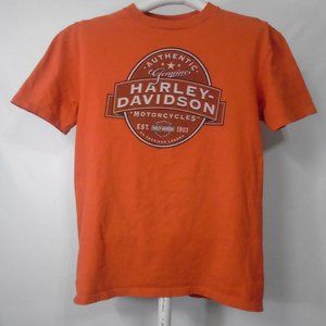 2008 Harley Davidson Mens SS Large Orange T Shirt Doc's of Shawano County WI